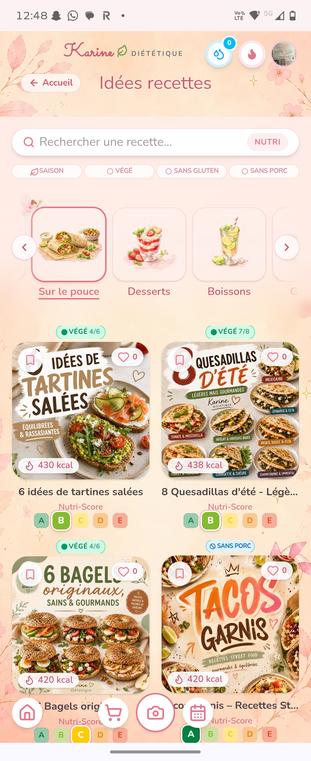Recettes avec calcul du Nutri-Score